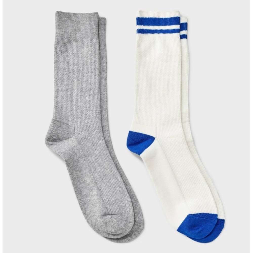 Men's Goodfellow and Co Dress Socks 2pk lt gray & cream 6-12 NWT